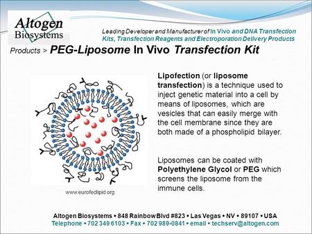 Lipofection (or liposome transfection) is a technique used to inject genetic material into a cell by means of liposomes, which are vesicles that can easily.