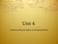 Unit 4: Understanding my Rights and Responsibilities.