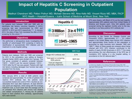 Template ID: junglegreens Size: 36x48 Impact of Hepatitis C Screening in Outpatient Population Madhuri Chandnani MD, Pallavi Pothuri MD, Michael Stevens.