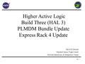 Higher Active Logic Build Three (HAL 3) PLMDM Bundle Update Express Rack 4 Update David K Deitsch Marshall Space Flight Center Payload Operations & Integration.