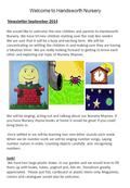 Welcome to Handsworth Nursery Newsletter September 2014 We would like to welcome the new children and parents to Handsworth Nursery. We have 50 new children.