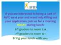 If you are interested in being a part of AVID next year and want help filling out your application, join us for a meeting TODAY during lunch: 6 th graders.