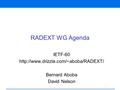 1 RADEXT WG Agenda IETF-60  Bernard Aboba David Nelson.