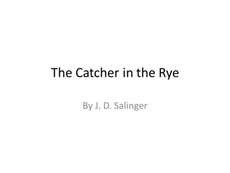 The Catcher in the Rye By J. D. Salinger. Chapter 1 This story is about a boy named Holden.
