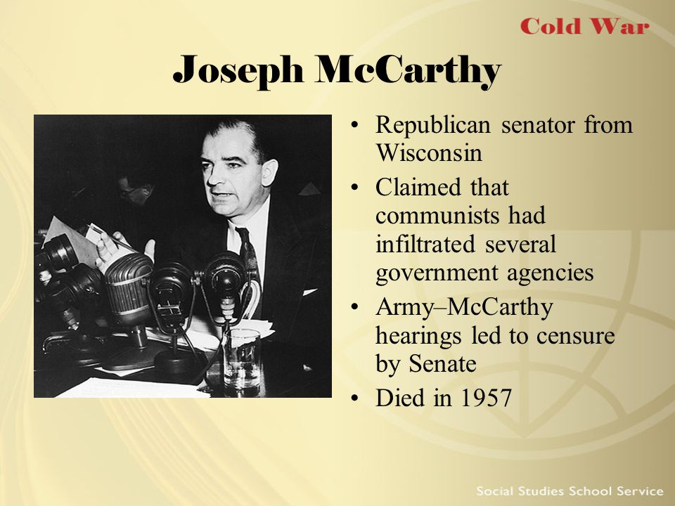 Image result for senator joseph mccarthy confronted over his anti-communist agenda