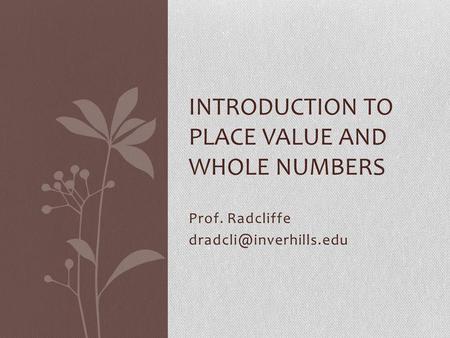 Introduction to place value and whole numbers
