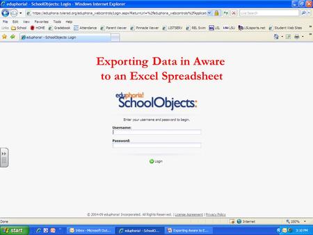 Exporting Data in Aware to an Excel Spreadsheet.