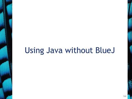 Using Java without BlueJ 5.0. 2 BlueJ projects A BlueJ project is stored in a directory on disk. A BlueJ package is stored in several different files.