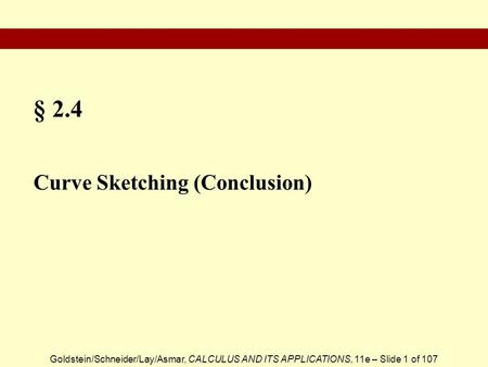 § 2.4 Curve Sketching (Conclusion).