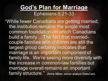God’s Plan for Marriage Ephesians 5:21-33