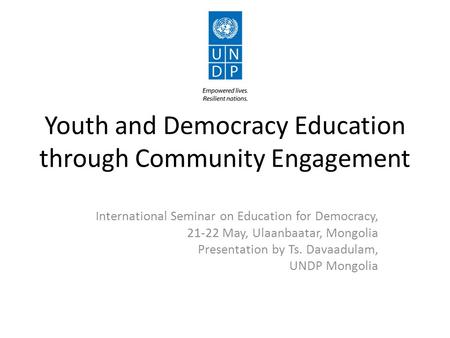 Youth and Democracy Education through Community Engagement