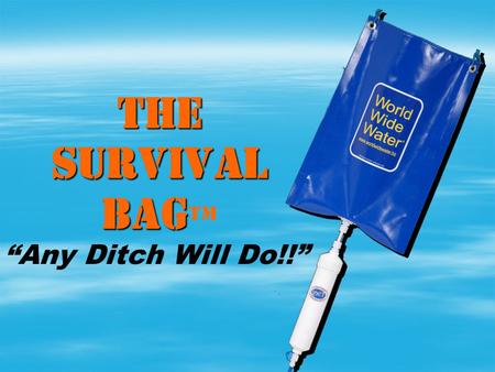 THE SURVIVAL BAG THE SURVIVAL BAG Any Ditch Will Do!!
