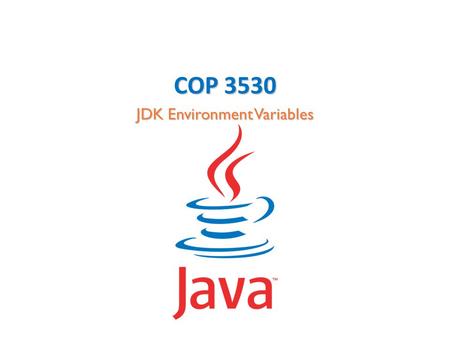 COP 3530 JDK Environment Variables. COP 3530 JDK Environment Variables Environment Variables Environment variables are a set of dynamic values that can.