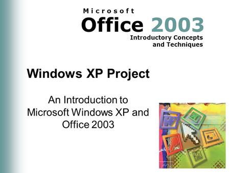 Office 2003 Introductory Concepts and Techniques M i c r o s o f t Windows XP Project An Introduction to Microsoft Windows XP and Office 2003.