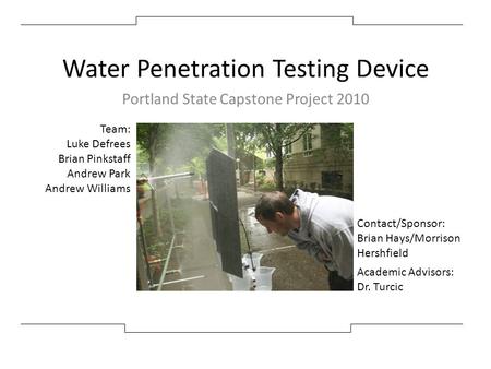 Water Penetration Testing Device