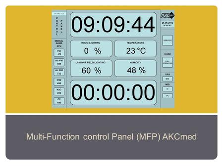 Multi-Function control Panel (MFP) AKCmed. service menu parameters setting Control panel MENU selection ( click on the selected MENU option) main menu.