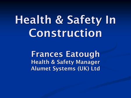 Introduction The Company The Construction Industry Site Safety Issues.