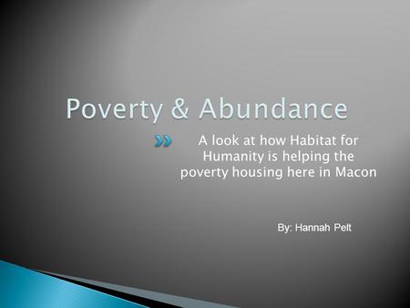 A look at how Habitat for Humanity is helping the poverty housing here in Macon By: Hannah Pelt.