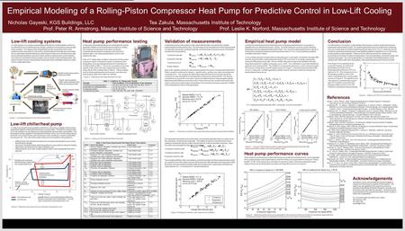 Empirical Modeling of a Rolling-Piston Compressor Heat Pump for Predictive Control in Low-Lift Cooling Nicholas Gayeski, KGS Buildings, LLC Tea Zakula,