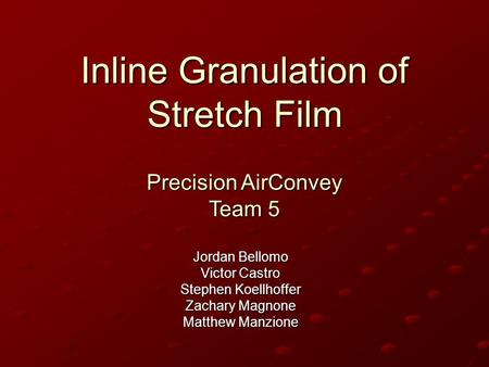 Inline Granulation of Stretch Film