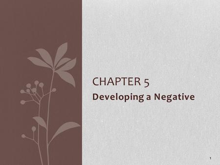 Chapter 5 Developing a Negative.