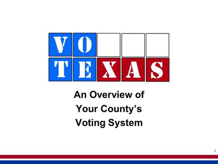 1 An Overview of Your Countys Voting System. 2 Welcome to the eSlate!