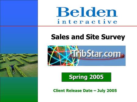 Sales and Site Survey Spring 2005 Client Release Date – July 2005.