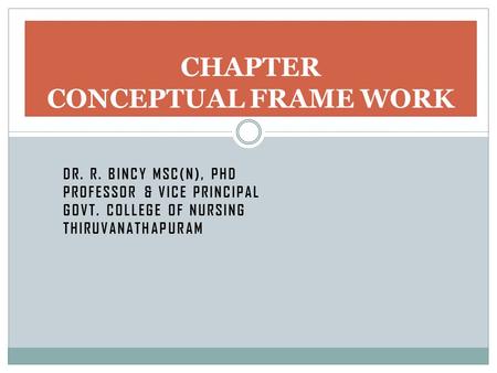 CHAPTER CONCEPTUAL FRAME WORK