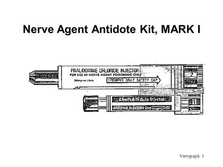 Viewgraph 1 Nerve Agent Antidote Kit, MARK I. Viewgraph 2 Holding MARK I (NAAK)