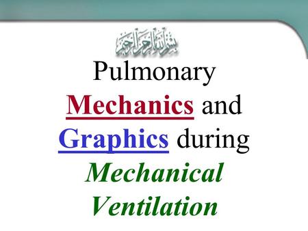 Pulmonary Mechanics and Graphics during Mechanical Ventilation