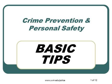 Crime Prevention & Personal Safety