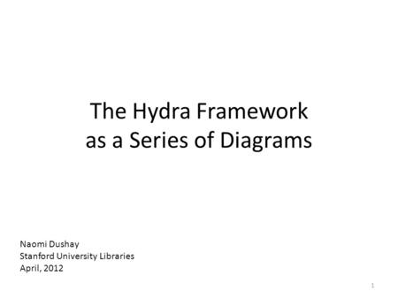 The Hydra Framework as a Series of Diagrams Naomi Dushay Stanford University Libraries April, 2012 1.