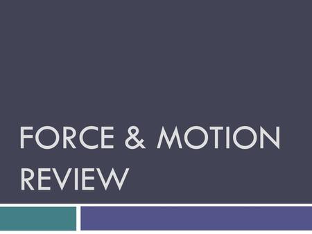 Force & Motion review.