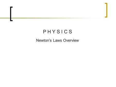 Newton’s Laws Overview