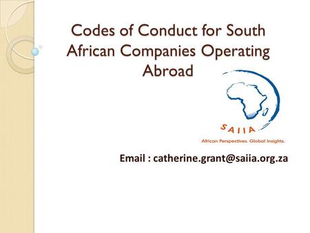 Codes of Conduct for South African Companies Operating Abroad