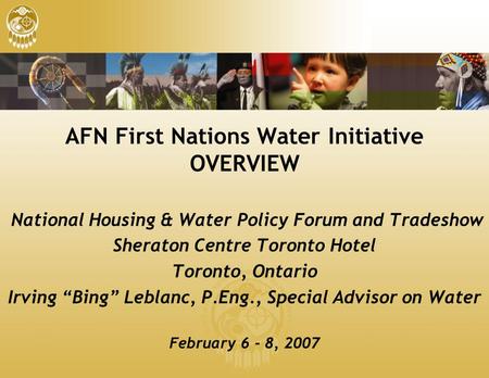 AFN First Nations Water Initiative OVERVIEW