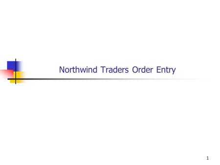 1 Northwind Traders Order Entry. 2 Northwind Traders Call Center Add an Order Entry capability to the Northwind Traders Call Center application. Start.