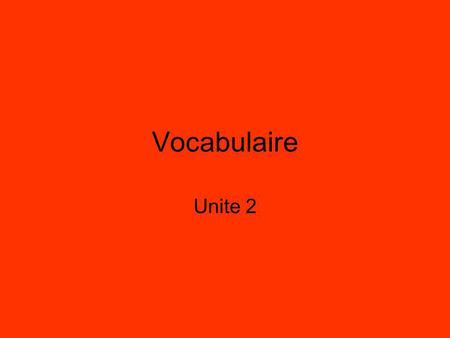 Vocabulaire Unite 2.