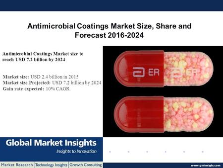© 2016 Global Market Insights. All Rights Reserved www.gminsigts.com Antimicrobial Coatings Market Size, Share and Forecast 2016-2024 Antimicrobial Coatings.