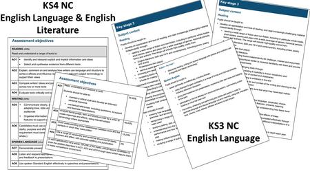 KS4 NC English Language & English Literature KS3 NC English Language.