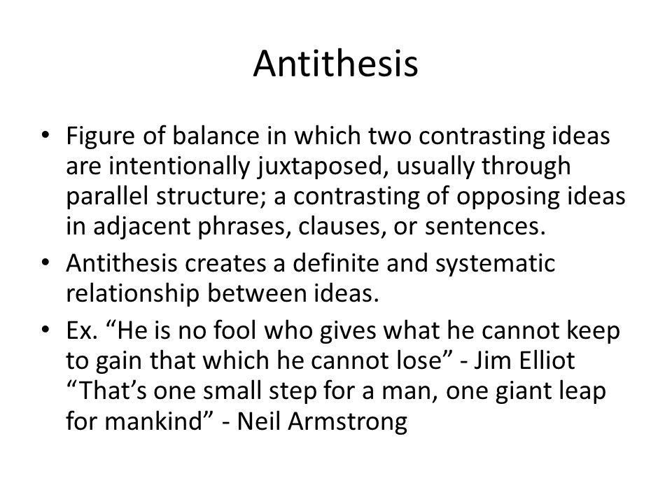 Use of antithesis in a sentence