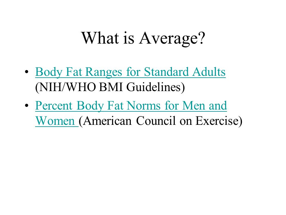 Body Fat Ranges For Standard Adults 40