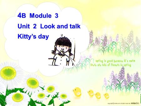 4 B Module 3 Unit 2 Look and talk Kitty’s day.