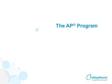 The AP ® Program. The new college and career readiness standards better align our new core curriculum with ACT and AP courses. A desire to become more.