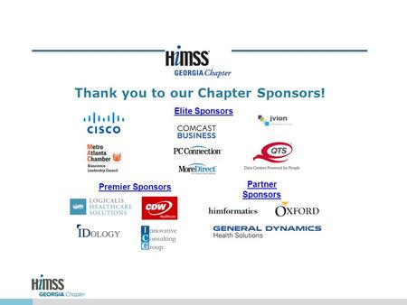 Thank you to our Chapter Sponsors! Elite Sponsors Premier Sponsors Partner Sponsors.