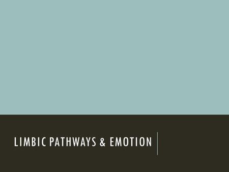 LIMBIC PATHWAYS & EMOTION. OBJECTIVES Draw the amygdaloid pathways Describe the emotional significance of the amygdaloid pathways  Discuss how PTSD is.