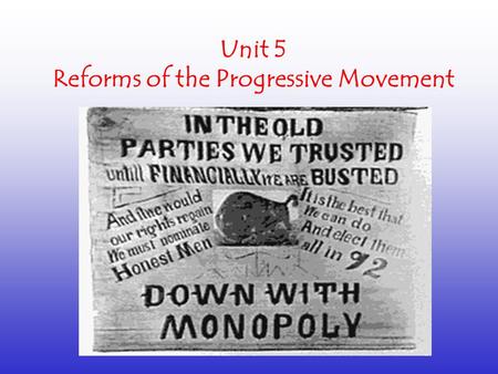 A history of the progressive movement in the late 1800s
