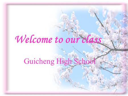 Welcome to our class Guicheng High School. Reported Speech What did Mendy say just now? She said she was happy and excited because China had successfully.