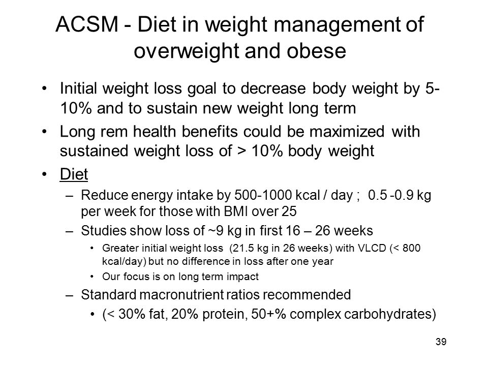 Acsm Dietary Guidelines For Weight Loss