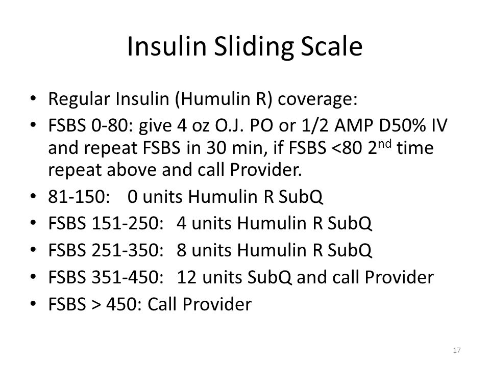 Humulin R Sliding Scale Chart